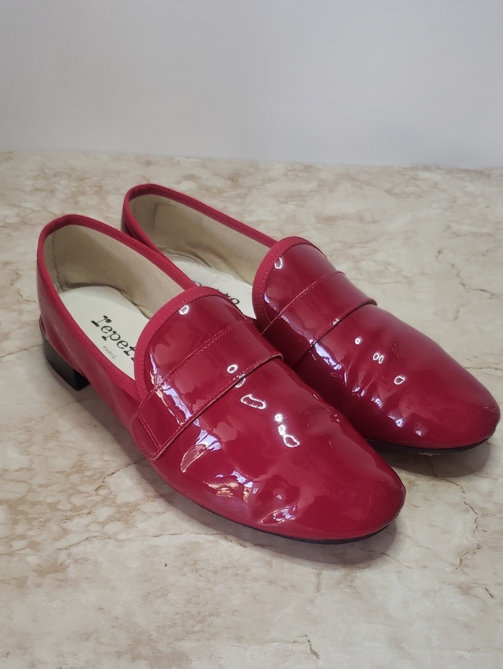 Repetto Pink Patent Leather Penny Loafers 38.5